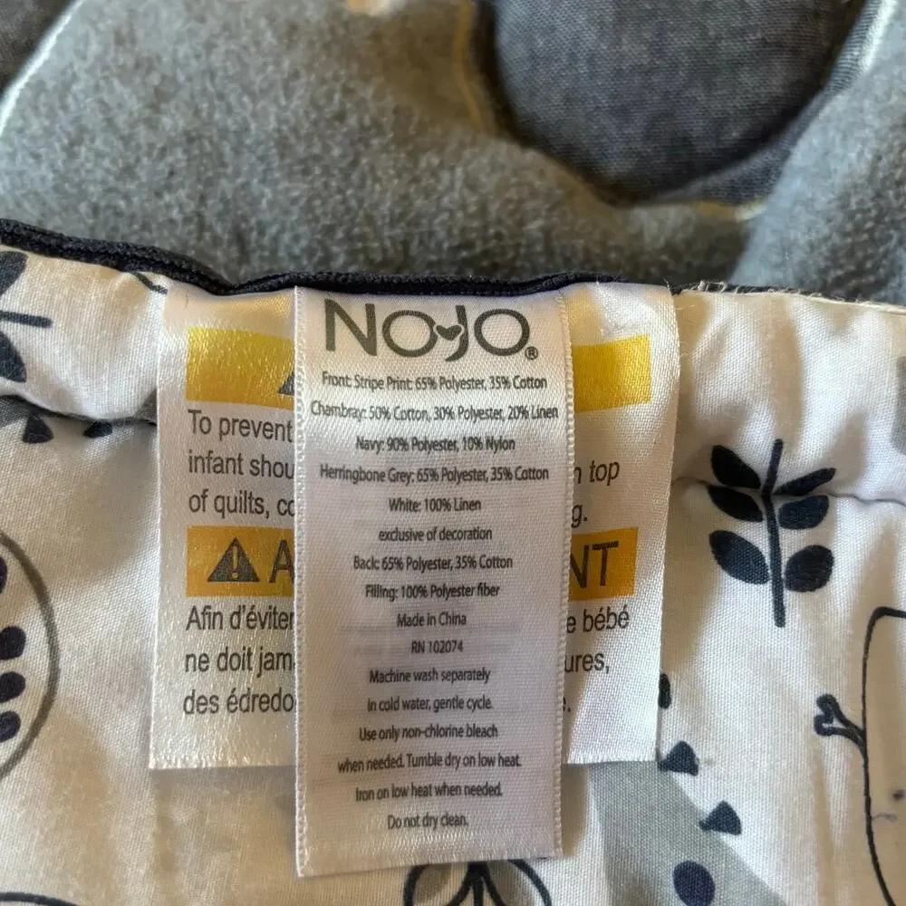 NOJO Quilted Baby Blanket Blue Gray White Tigers Giraffes Elephants